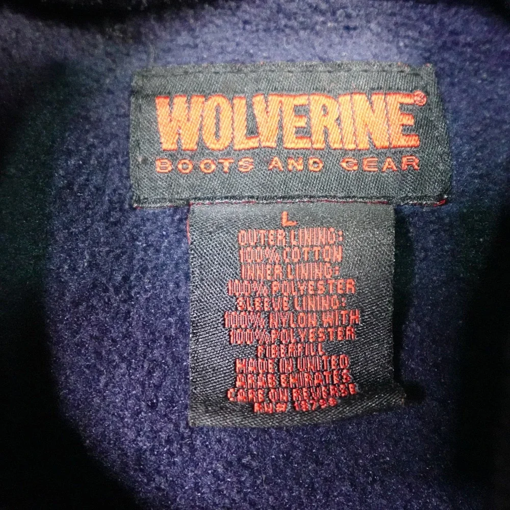 Wolverine Hooded Denim Shirt Jacket Mens Large Shacket Fleece Lined Workwear